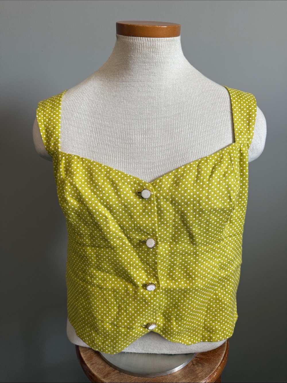 Reformation - Kimberly Linen Polka Dot Print Crop Top - Size 10